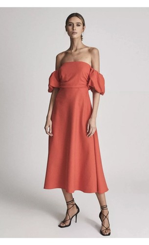 Reiss off shoulder midi dress - reiss,