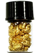 0.500 GRAMS ALASKAN YUKON BC NATURAL PURE GOLD NUGGETS #6 MESH W BOTTLE (#BG600)