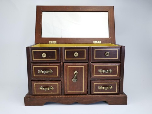 Vintage walnut jewelry box - walnut,