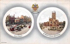 QUEEN SQUARE / ST PETER'S CHURCH WOLVERHAMPTON STAFFORDSHIRE POSTCARD 1911