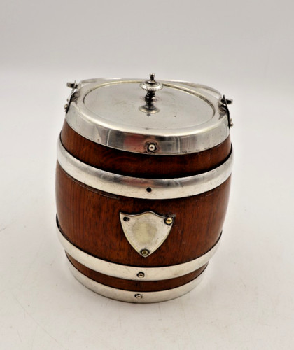 Vintage wooden biscuit barrel - vintage,
