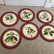 Pimpernel Boxed Set Of  6  Round Flora Japonica Placemats Red 10”