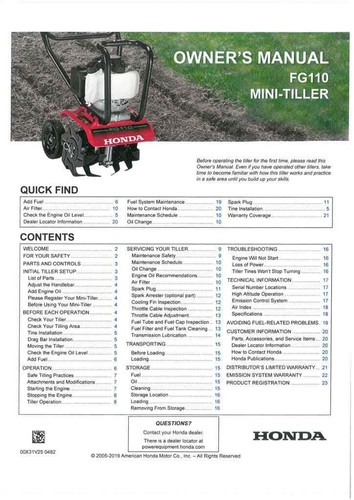 Honda mini tiller fg110 - honda,