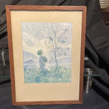 Vintage Margaret Tarrant Print Original Frame Morning Carol - fine art dealer 