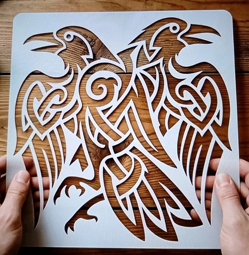 Large double celtic crow raven - double,