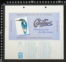 6 Original Vintage Cailler (Swiss) 100g Swiss Birds Chocolate Wrappers 1970?