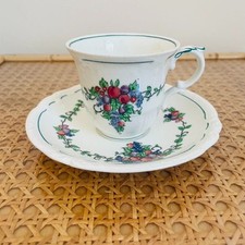 Vintage Wedgwood California Coffee Cup & Saucer Demitasse Grape Fruit Pattern