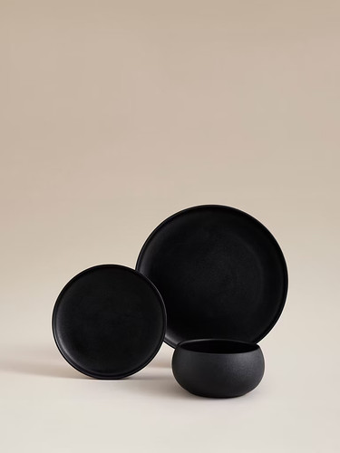 Dinner set black textured - dinner,