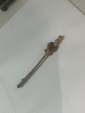 Vintage Goldtone Multicolour Prong Set Rhinestone Royal Sceptre Brooch Pin