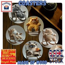 Relaxing Cat Wooden Coasters