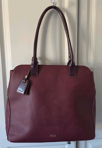 Clarks burgundy faux - faux, leather