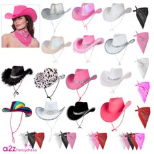 Cowboy Cowgirl Hat and Bandana Adults Wild Western Fancy Dress Hen Night Party