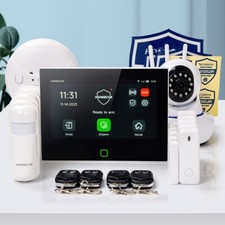 HOMSECUR WIFI 4G LCD SMS Autodial Burglar Intruder 7" Alarm System IP Camera