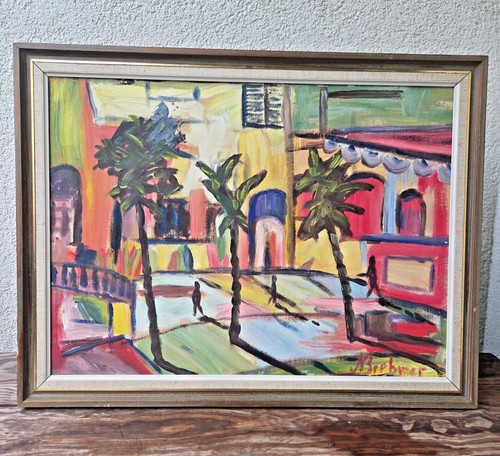 Swedish modernist oil painting - swedish,