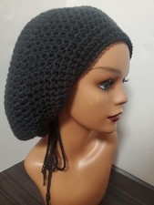 Handmade Adjustable Crochet Tam Hat Dreadlock w drawstring Reggae baggy beanie