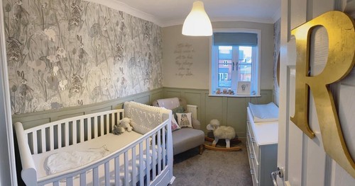 White wooden cotbed with - wooden,