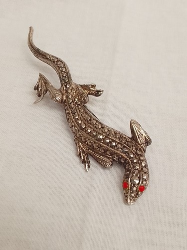 Vintage silver tone marcasite - vintage,