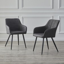 Pair faux leather dining - leather,