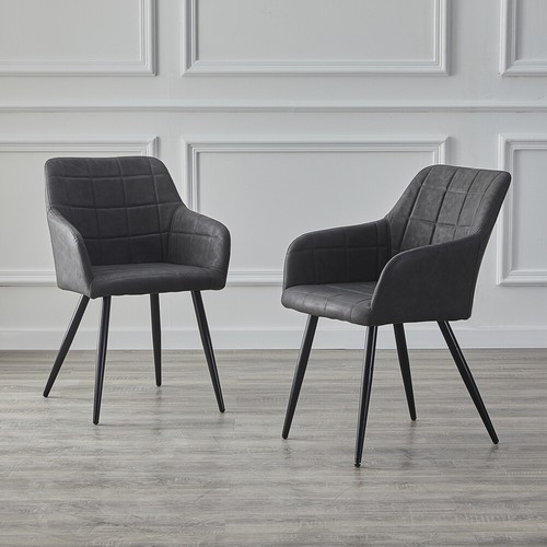 Pair faux leather dining - pair,