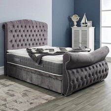Luxury Sleigh Bed Plush Velvet