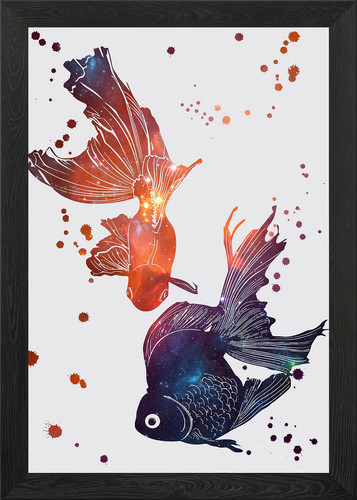 Fantail goldfish framed wall - goldfish,