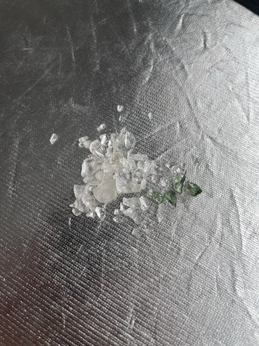 Phenacite and moldavite chips - phenacite,