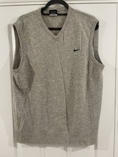 Men’s Nike Golf V Neck Sweater Vest Size Large Grey Body Warmer Sleeveless