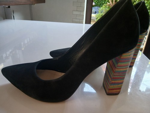 Black suede leather - black,