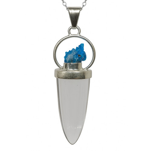 Cavansite quartz pendant - quartz,