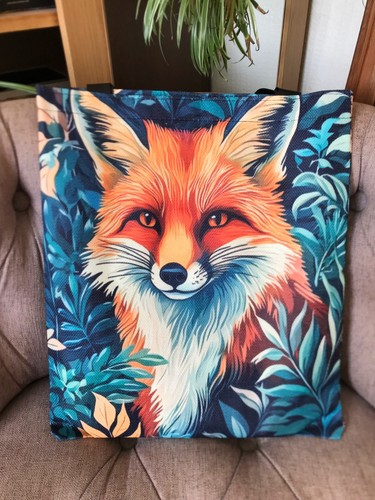 Red fox with leaves - fox,