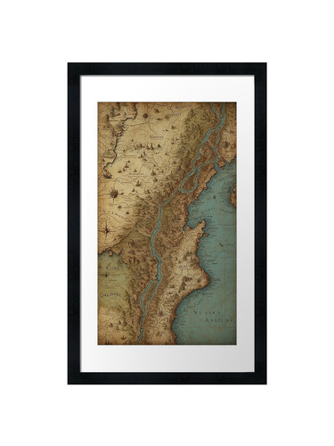 Vintage old map framed - vintage,