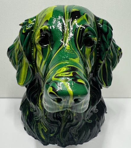 Acrylic painted dog bust - 3d,