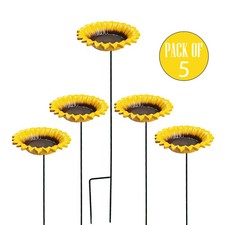 Garden Wild Bird Bath Water Seed Feeder Cast Iron Round SunFlower Petal Set of 5