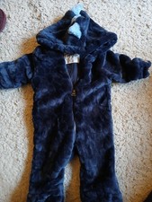 Up To 1 Month Blue Dinosaur Fluffy Snow Suit Great Condition