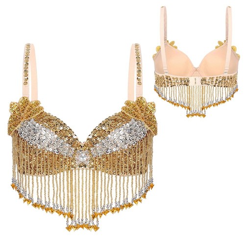 Adjustable straps sequins bra - sequins,