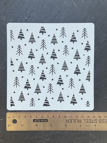 Stencil christmas tree forest - stencil,