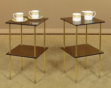 Vintage Pair of Brass & Glass Side Tables c.1970