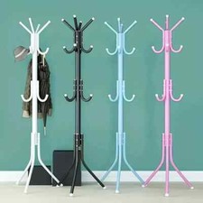 COAT STAND GARMENT RACK METAL COAT JACKET UMBRELLA HANGER STANDING 12 HOOK RACK