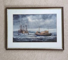 Wood Framed Print Fishing