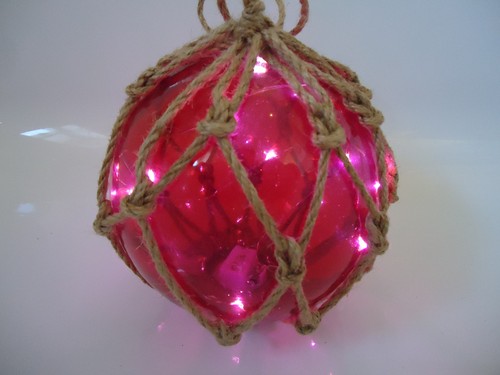 Red glass fishing boat - glass,