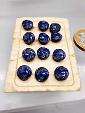 12 Tiny Vintage Moulded Blue