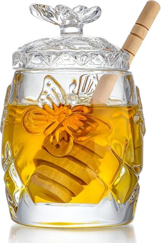 Clear crystal honey jar with - clear,