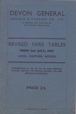 DEVON GENERAL BUS FARETABLE