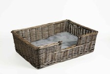 Wickerfield  Natural Wicker Dog Bed With Cushion Pet Sofa Easy Access
