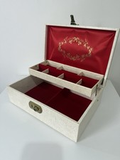 Design Philipp Jewellery Box Cream & Gold With Red Inlay Made In Sweden Vintage 