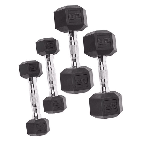 Rubber hex dumbbell - rubber,