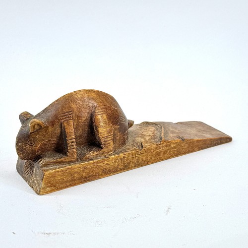 Vintage brown wooden mouse - wooden,