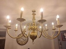 12 Lights Traditional Curved Arms Antique Brass Ceiling Fitting Chandelier Light