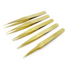 Brass Tweezers Set of 5 Anti-Magnetic Jewellery Watchmaking Watch Repair Tweezer