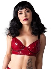 Honour Female Sweet Plum PVC Bra in Black or Burgundy with Back Clip